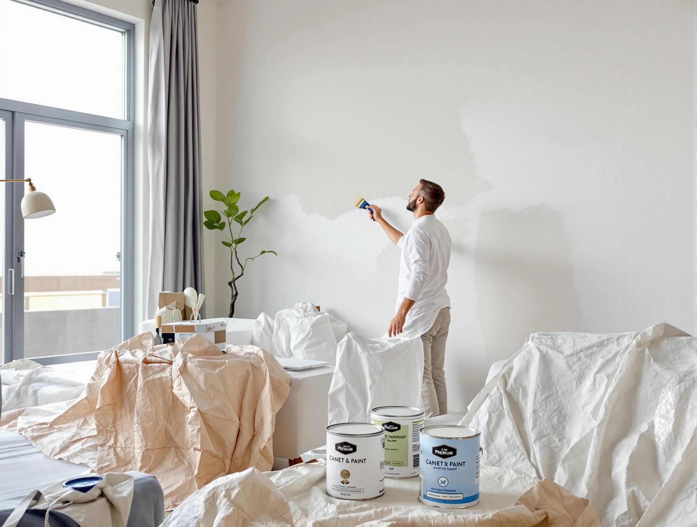 Twinsburg House Painters team carefully painting an interior wall in Twinsburg, OH