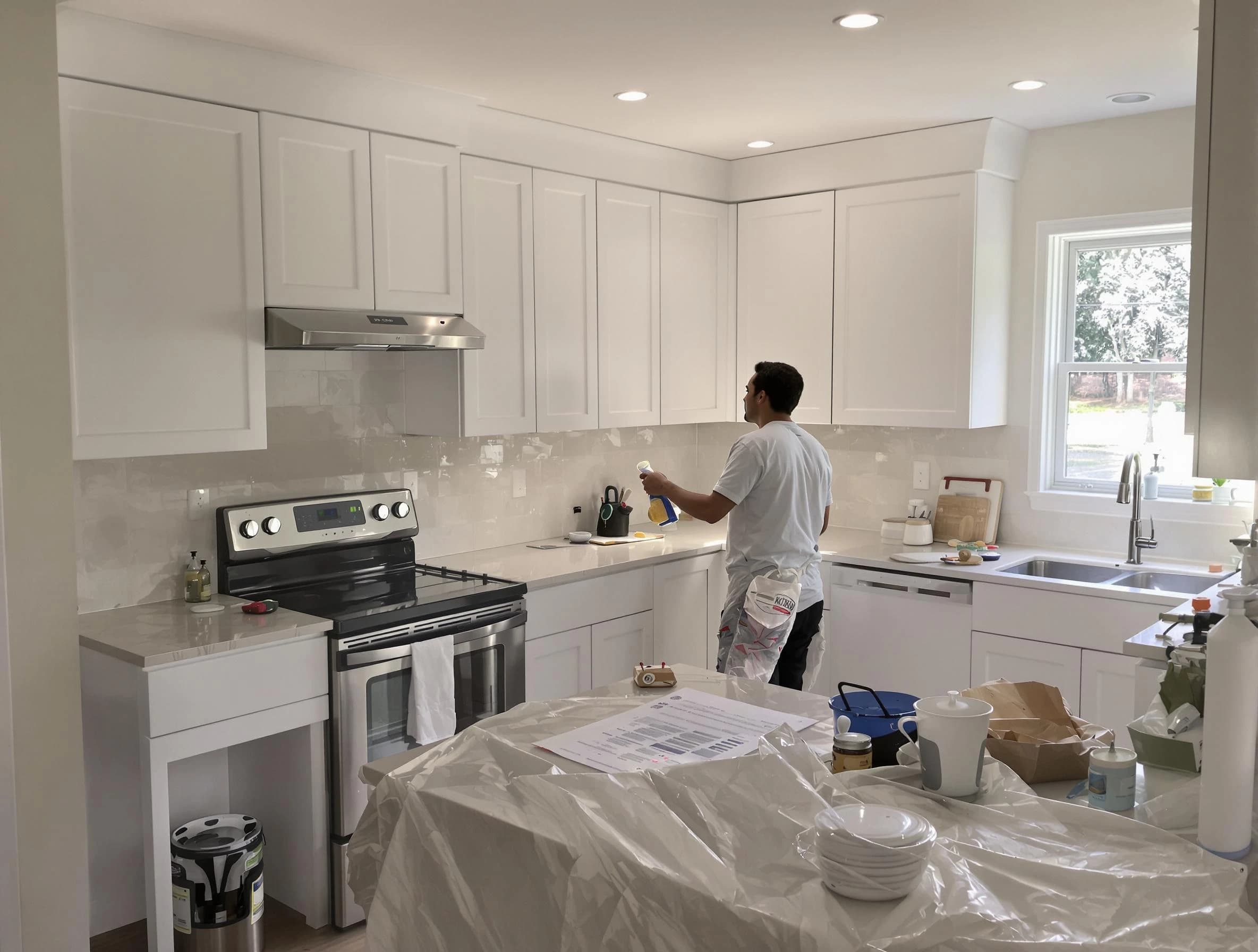 Twinsburg House Painters performing detailed kitchen painting in Twinsburg